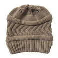 thumbnail image 2 of Dyfzdhu Women Solid Stitching Outdoor Warm Hats Crochet Knit Beanie Cap Peaked Khaki, 2 of 3