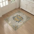 thumbnail image 3 of ODIKA 3'x5' Washable Area Rug Honeycomb Farmhouse Distressed Scroll Border Motif Boho Vintage Flowing Dynamic for Hallway, Laundry Room, Non-Slip, Flatweave, Easy Care, 3 of 7