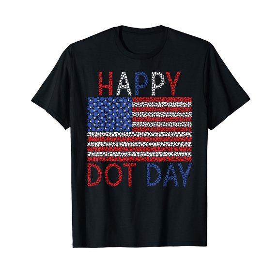 Happy Dot Day Cute Dot Usa Flag For Kids Man Woman Black T-Shirt