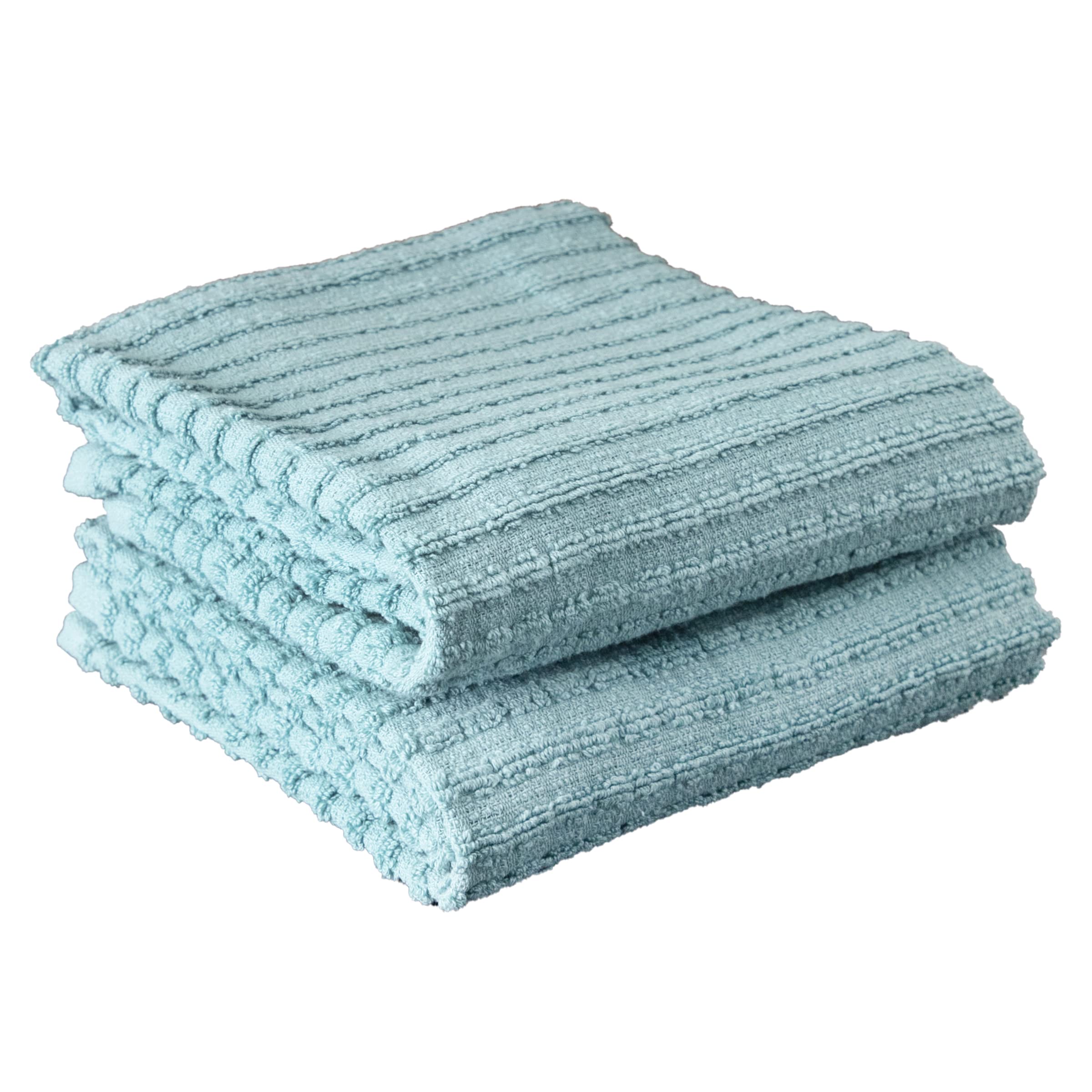 RITZ Royale Collection 100% Combed Terry Cotton, Oversized Kitchen Towel Set, 4-Pack, Solid & Coordinate, Dew