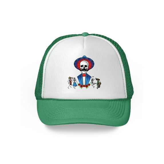 Awkward Styles Mustache Skull Trucker Hat Mexican Skull Hat Sugar Skull Gifts for Men and Women Day of the Dead Snapback Hat Dia de los Muertos Accessories Mexican Holiday Gifts Funny Skull Hat