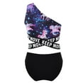 thumbnail image 4 of inhzoy Kids Girls Swimsuits Hawaiian Bikini Set One Shoulder Beach Sports Swimwear, 4 of 4