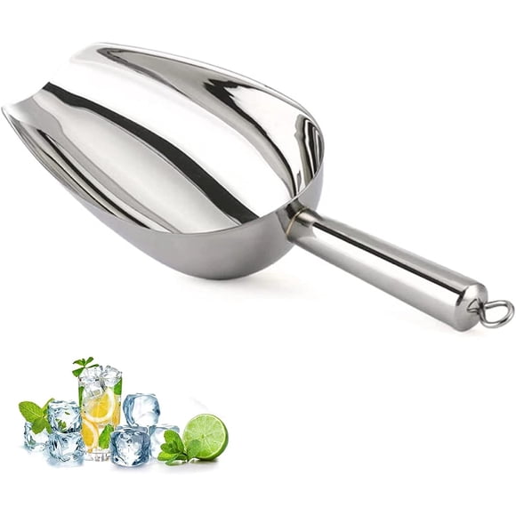Cuchara de hielo de metal pequeña para congelr, cuchara de hielo de acero inoxidable para máquina de hielo, cuchara de hielo pequeña para cubeta de hielo, cubeta de hielo de 8 onzas para contenedor