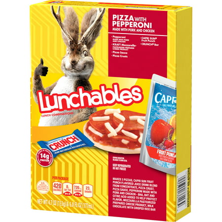 Lunchables Pizza with Pepperoni Meal Kit with Capri Sun Fruit Punch Drink & Crunch Candy Bar, 10.7 oz Box