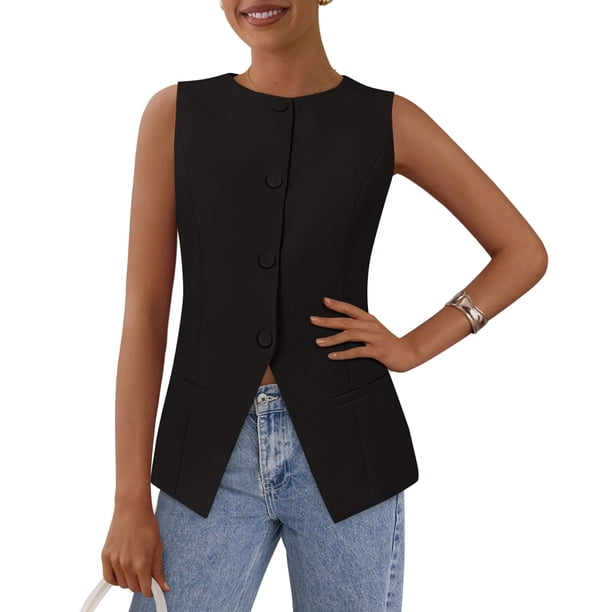 Chaleco PRETTYGARDEN para mujer, vestido de verano, de negocios, negro