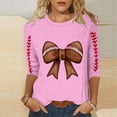 thumbnail image 1 of Ounisa T-Shirts à Manches 3/4 pour Femmes Col Rond Imprimé Football Coupe Ample Décontractée Printemps Été Jour de Match Usage Quotidien Mode Hauts P-5TG, 1 of 5