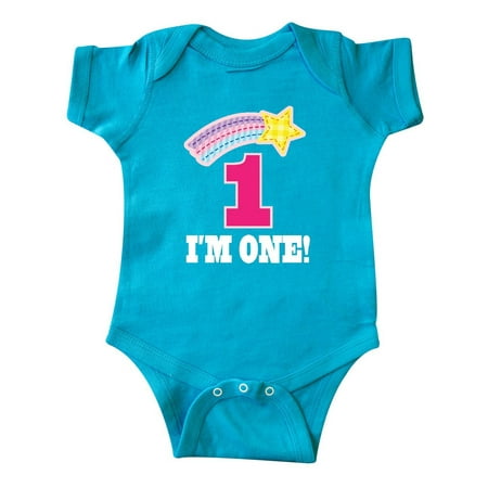 

Inktastic 1st Birthday 1 Year Old Girls Rainbow Star Gift Baby Girl Bodysuit