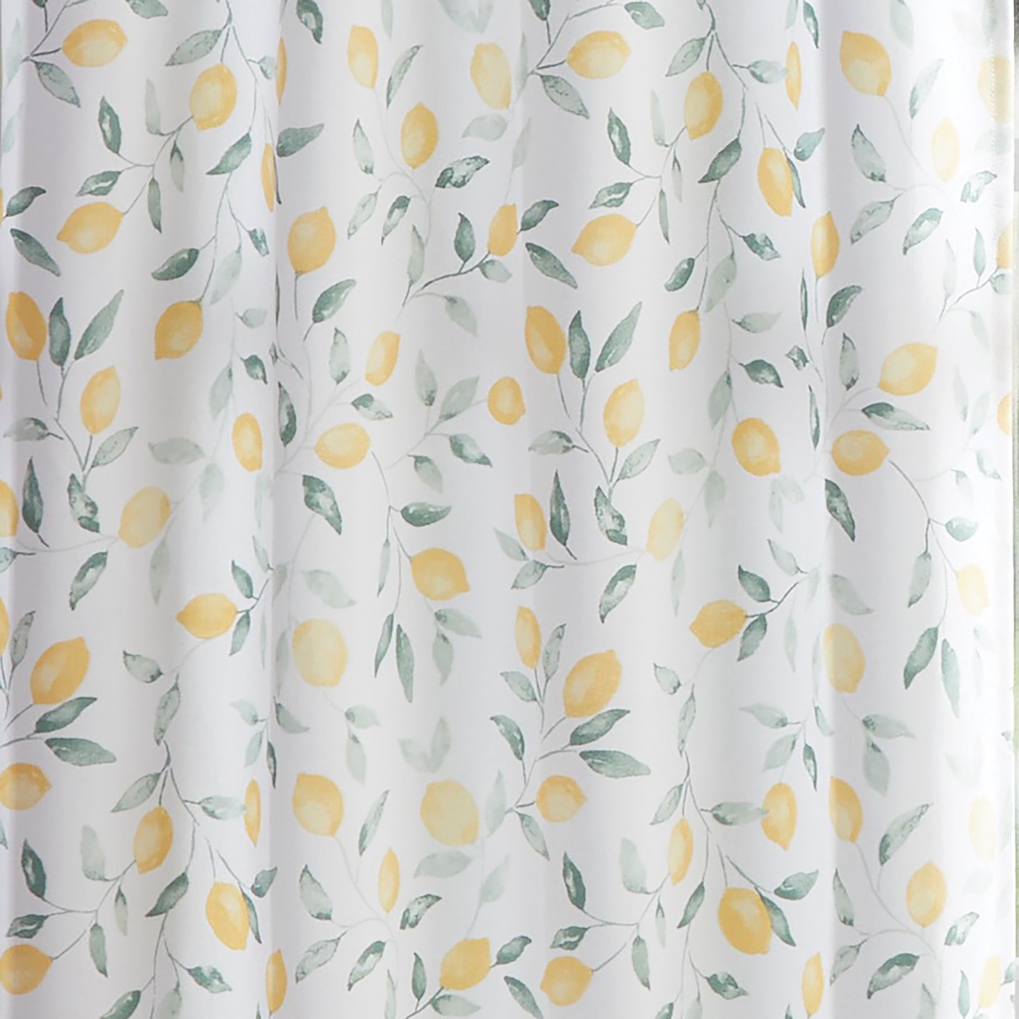 Mainstays 3 Piece Printed Tiers and Valance Set - Lemons and Leaves Yellow, Recycled Polyester, BCI Cotton, 56"W x 14"L, Indoor Curtain, Adult