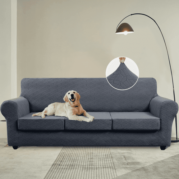 Sanmadrola Newest 4 Pieces Couch Covers for 3 Cushion Couch Sofa High Stretch Thick Sofa Covers Furniture Protector Fitted Slipcovers for Dogs