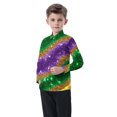 thumbnail image 4 of snilers Infant Toddler Boys Mardi Gras Shirts Long Sleeve Lapel Button Down Shirt 3D Graphic Print Cute Party Tops 6M-8Y, 4 of 7