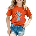 thumbnail image 1 of NINGMENG Hauts et T-Shirts pour Filles, Imprimé Graphique Océan, Col Rond, Manches Courtes, Orange, 10-11 Ans, 1 of 3