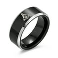 thumbnail image 1 of Laser Etched Square & Compass Freemason Masonic Black Titanium Band Ring for Men Comfort Fit 8MM, 1 of 5