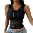thumbnail image 2 of Womens Tank Top $4.98 Plus Size Clearance Sleeveless Lace V-neck Summer Slim Vest Black M, 2 of 6