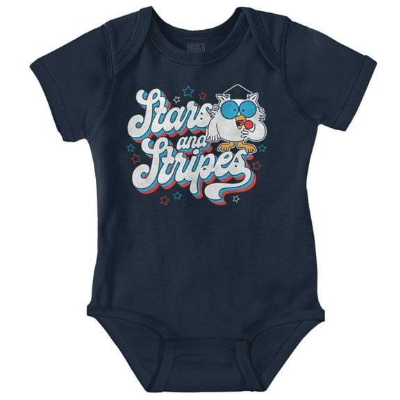 Tootsie Owl USA Stars and Stripes Romper Boys or Girls Infant Baby Brisco Brands 12M