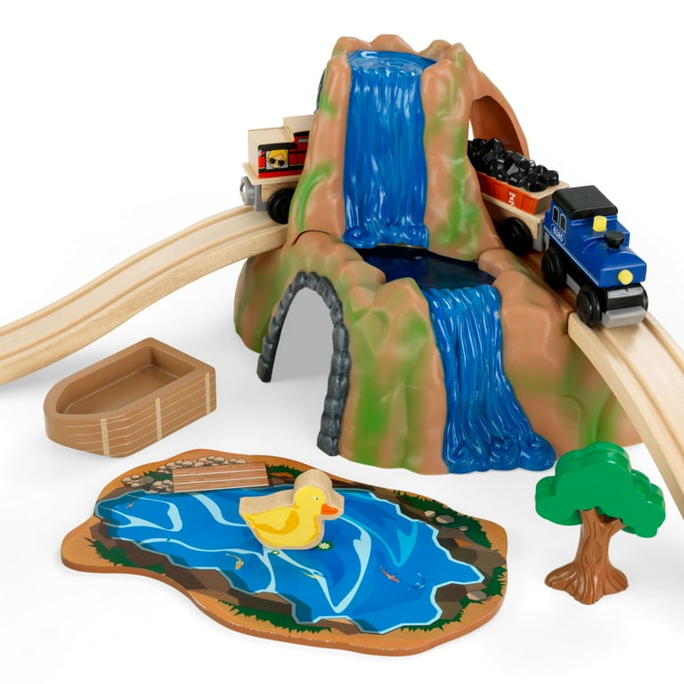 KidKraft Wooden Farm Train Set with 75 Pieces Included Children s Toy Vehicle Playset