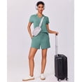 thumbnail image 6 of Pinspark 2 Piece Sets for Women Short Sleeve Sweatsuits V Neck Pullover Tops High Waist Shorts Lounge Sets with 2 Pockets Casual Tracksuit Outfits, 6 of 6