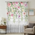 thumbnail image 2 of Colorful Flowers Semi Sheer Curtains Drapes for Living Room,Bedroom,French Doors Window 84 Inches Long,Spring Leaves Floral Botanical Wood Grain Rod Pocket Chiffon Curtain Voile Drapery Panel, 2 of 8