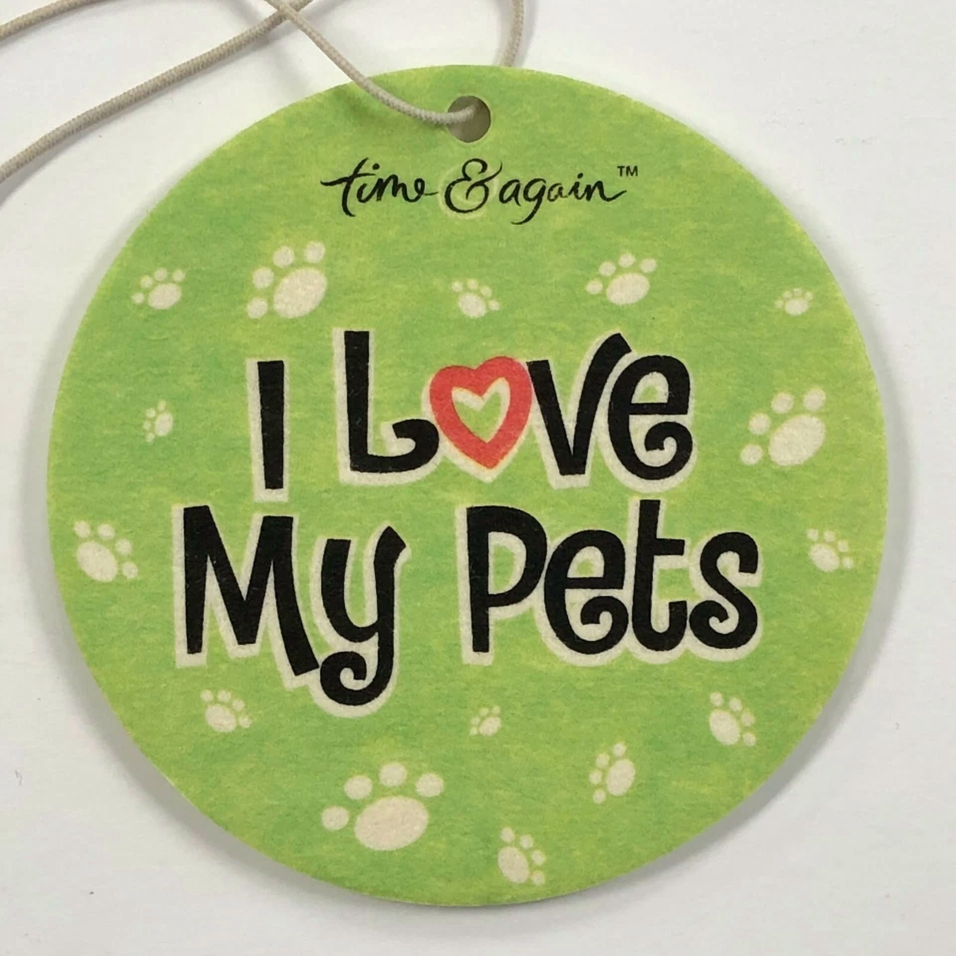 (8 Qty) Hanging Car Air Freshener I Love My Pets Rain Fragrance Closet Home