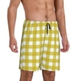 thumbnail image 3 of Rocae Yellow Checkboard for Men's Soft Sleep Pajama Shorts, Waistband and Pockets, 3 of 9