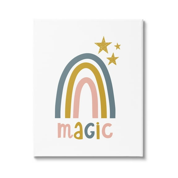 Stupell Industries Rainbow with Magic Phrase Landscape Painting Gallery Wrapped Canvas Art Print Wall Art, 16 x 20