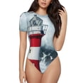 thumbnail image 1 of Balery Circular Lighthouse Body de cuello redondo de manga corta para mujer Tops de manga corta Tops básicos-X-Large, 1 of 7