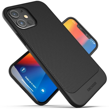 Encased Apple iPhone 12 Case (Thin Armor) Slim Fit Flexible Grip Cover (Black)