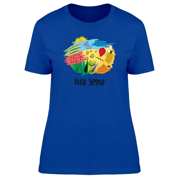 Hello Summer Cute Boho Patterns T-Shirt Women -Image by Shutterstock, Female x-Large