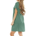thumbnail image 3 of Mohiass Women's Short Sleeve Flowy Swing T Shirt Dress Baby Doll Cute Casual Pockets Dresses Mint Green L, 3 of 5
