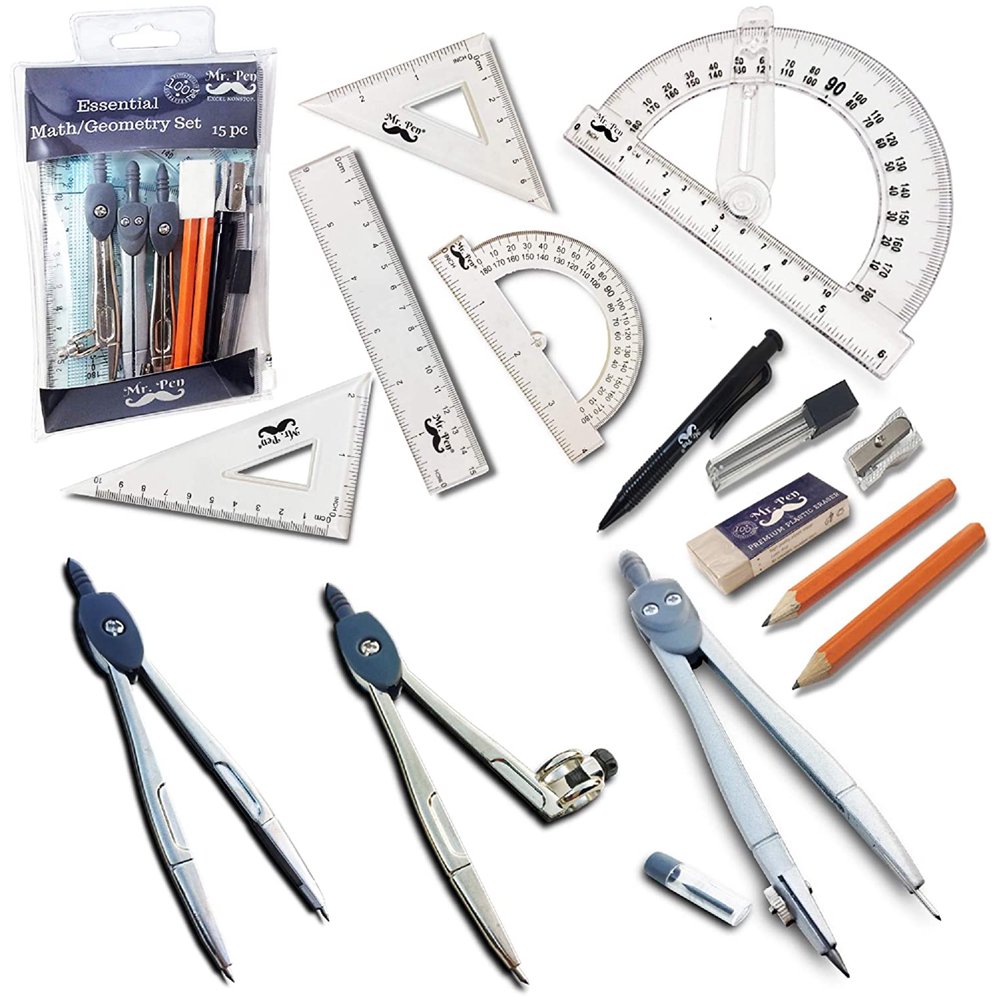 [10 SET * 15 PCS] Geometry Set with 6 Inch Swing Arm Protractor