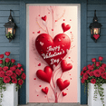 thumbnail image 4 of Red Heart Valentine's Day Banner Romantic  Heart Backdrop Pink Background Gold Leaves Love Display for Valentine's Day Party Romantic Date Photo Shoot, 4 of 8
