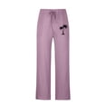 thumbnail image 3 of Penkiiy Mens Linen Drawstring Pants Elastic Waist Lightweight Trouser Loose Plus Size Trouser Fashion Beach Pockets Pant L Purple, 3 of 4