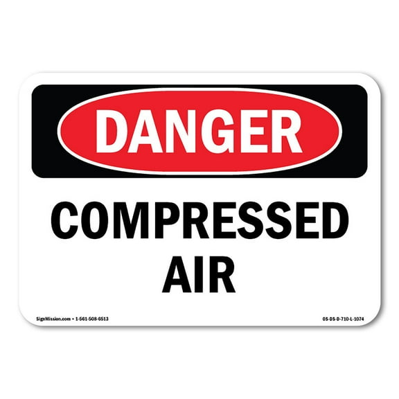 SignMission OS-DS-D-1218-L-1074 OSHA Danger Sign - Compressed Air