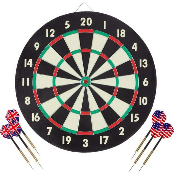 Trademark Games Paper Wound Dart Board with Six 17g Brass Tipped Darts