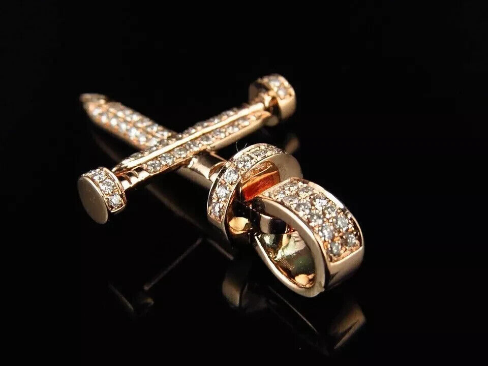 TAAPSEE JEWELS Cubic Zirconia Round Cut 14k Rose Gold Finish Nail Cross Pendant for Women