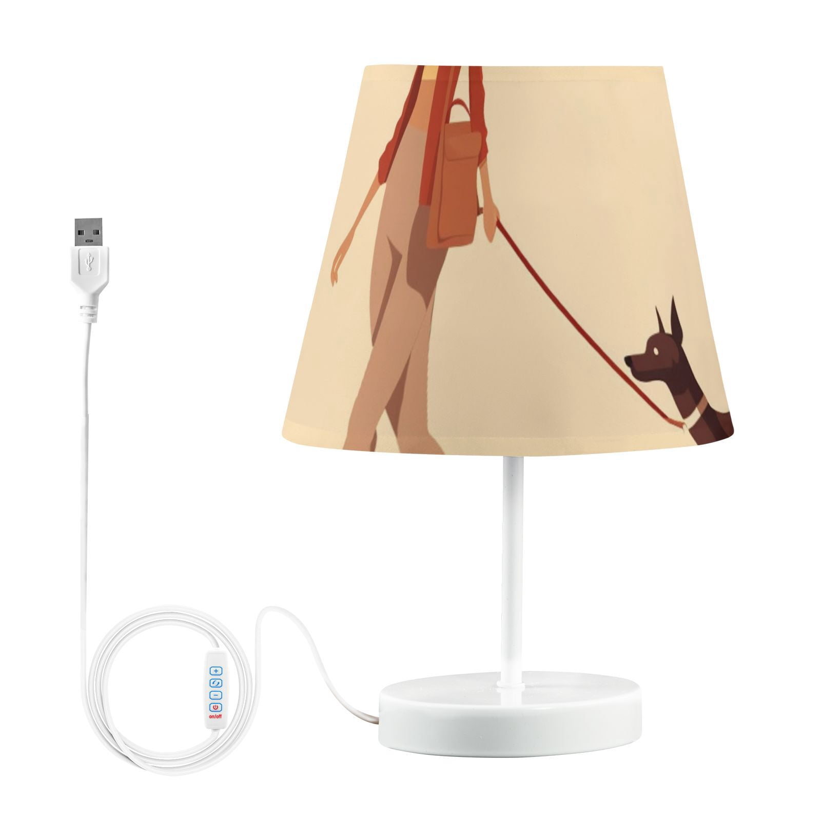 Woman Dog LED Desk Lamp Table Lamp USB Bedside Nightstand Small Lamp for Bedroom Living Room Kids Room
