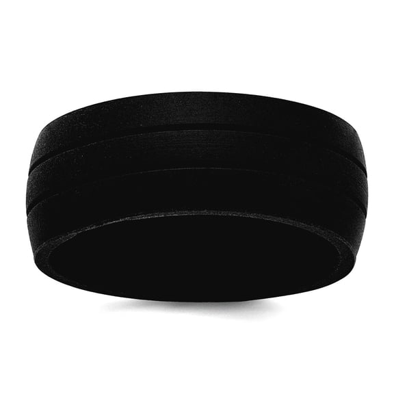 Silicone Black 8.50mm Grooved Band Size 12 Ring for Women and Men