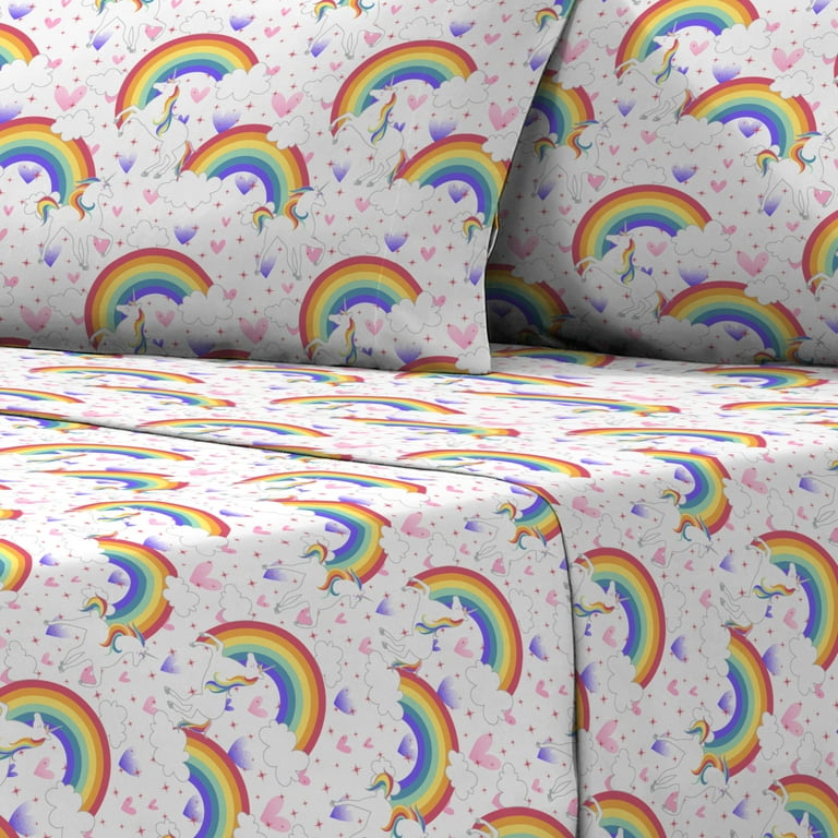 Dream Factory Unicorn Rainbow Twin 3 Piece Sheet Sets Polyester Microfiber Pink Child Walmart