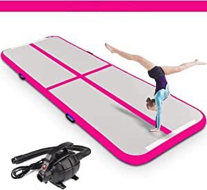 13.12*3.28*0.33ft , Blue AMGSPORT Air Track 13ft 16ft 20ft Inflatable Gymnastics Tumbling Mat Air Floor Mat with Electric Air Pump for Gymnastics Training Outdoor Home use Cheerleading Yoga 4*1*0.1m 