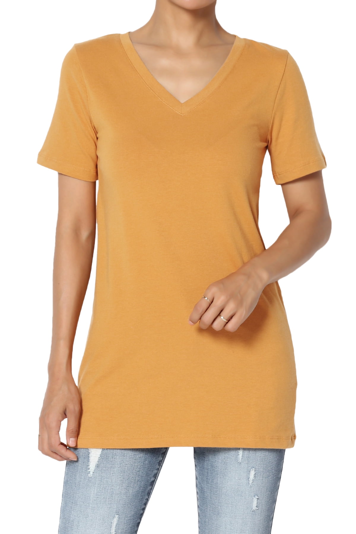 mustard v neck t shirt