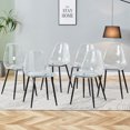thumbnail image 2 of Sumdeal Clear Dining Chairs Set of 6, Modern Kitchen Chairs with Transparent Seat, Acrylic Accent Side Chairs with Metal Legs for Dining Room, Kitchen, Living Room,Black Leg,6, 2 of 6