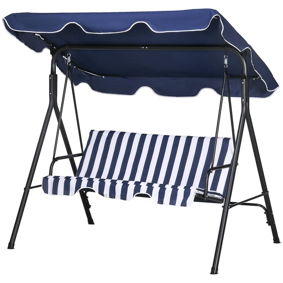 Grace Paws 3-Seat Outdoor Patio Swing Chair with Cushion, Steel Frame Stand