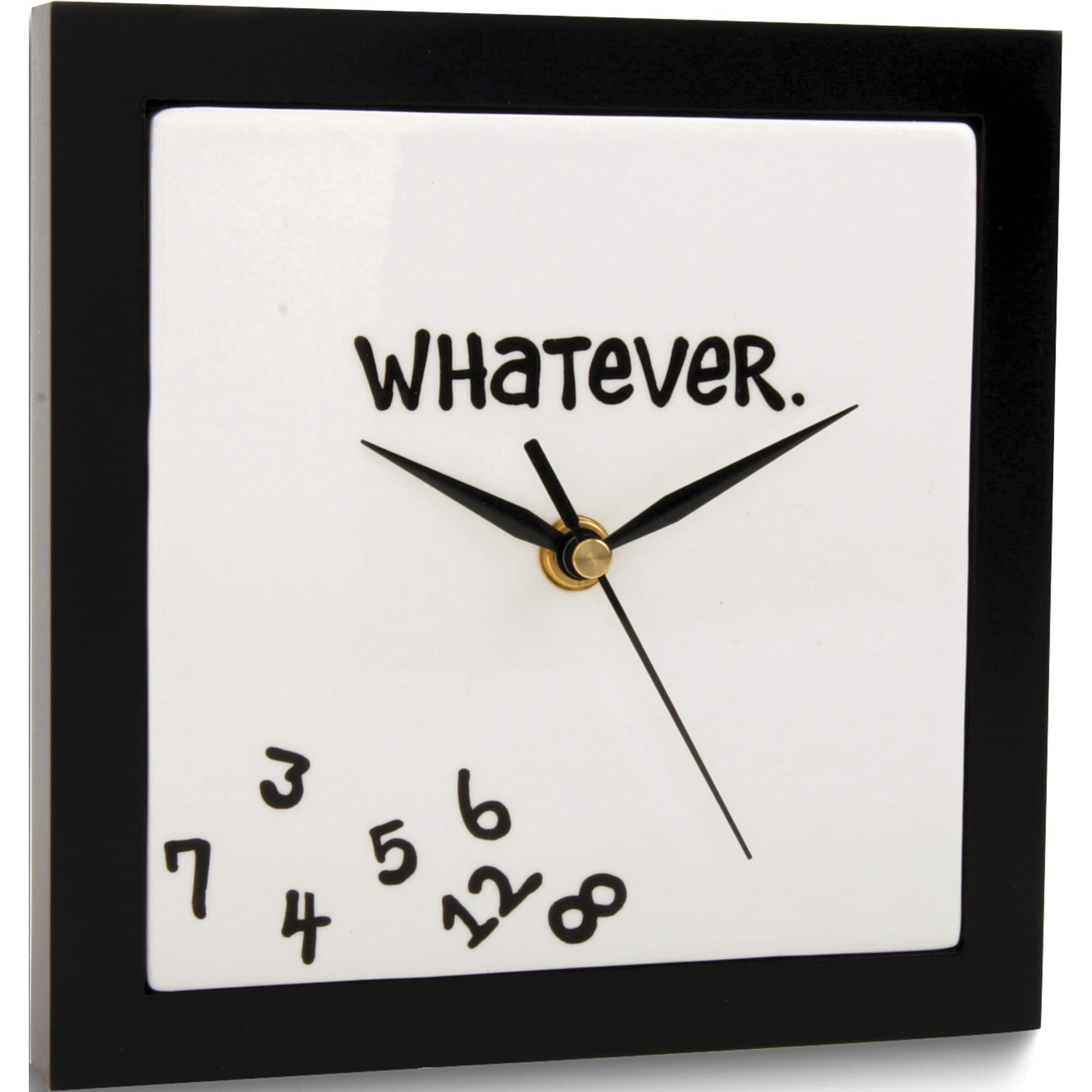 Black and White Square Wooden Silent Wall Clock