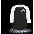 thumbnail image 2 of Shop4Ever Men's Small Heart Puzzle Piece Autism Awareness Raglan Baseball Shirt XXX-Large Black/White, 2 of 4