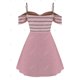 thumbnail image 2 of Más el tamaño de punto de rayas hombro abierto una línea Tee Rosegal Camisetas tallas grandes, 2 of 4