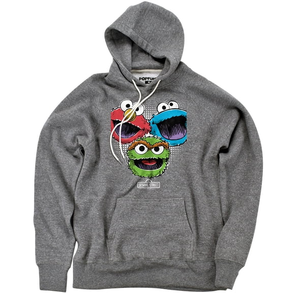 Sesame Street Halftone Heads Unisex Adult Slim Fit Pull-Over Heather Hoodie, Athletic Heather, Small