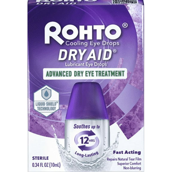 Rohto Dry-Aid Dry Eye Relief Lubricant Eye Drops - .34 oz, Pack of 5