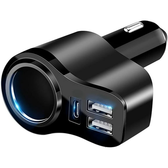 4 in 1 USB C Car Charger, 168W Multi USB Cigarette Lighter Adapter, Socket Splitter with 3 USB Ports, 12V/24V Dual USB Type C PD Fast Car Charger Adapter for iPhone 16 Pro Max 15 Plus 14 iPad Pro GPS