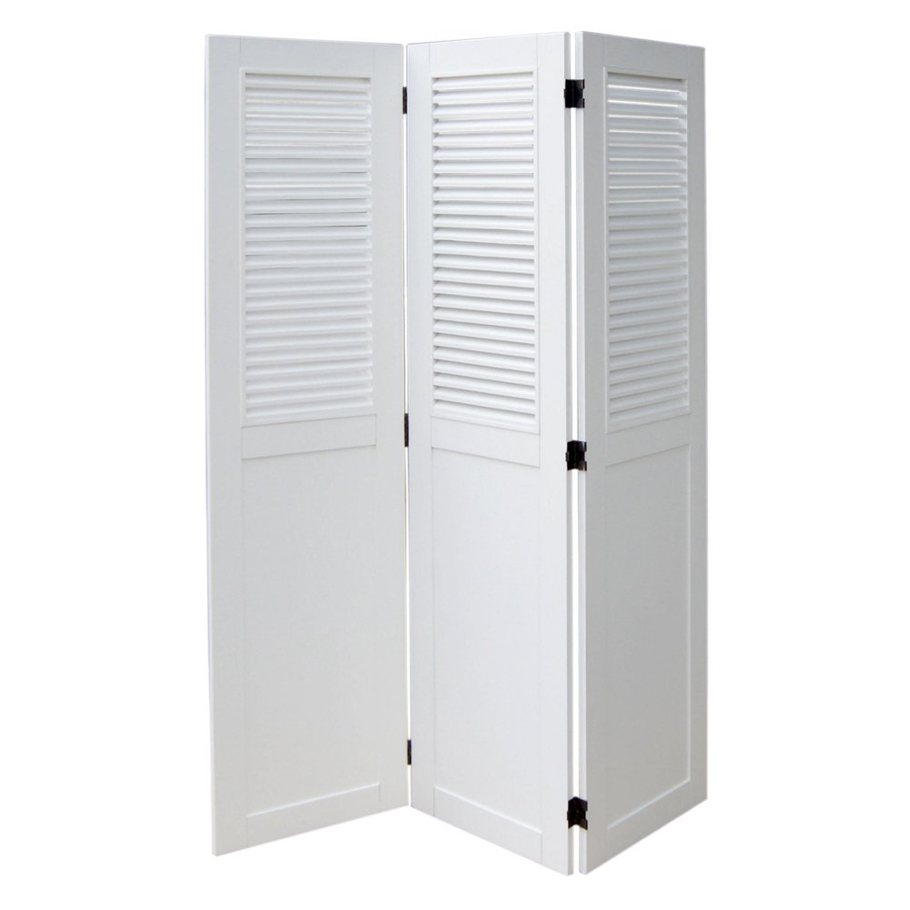 Sunset Trading White Shutter Wood 3 Panel Room Divider