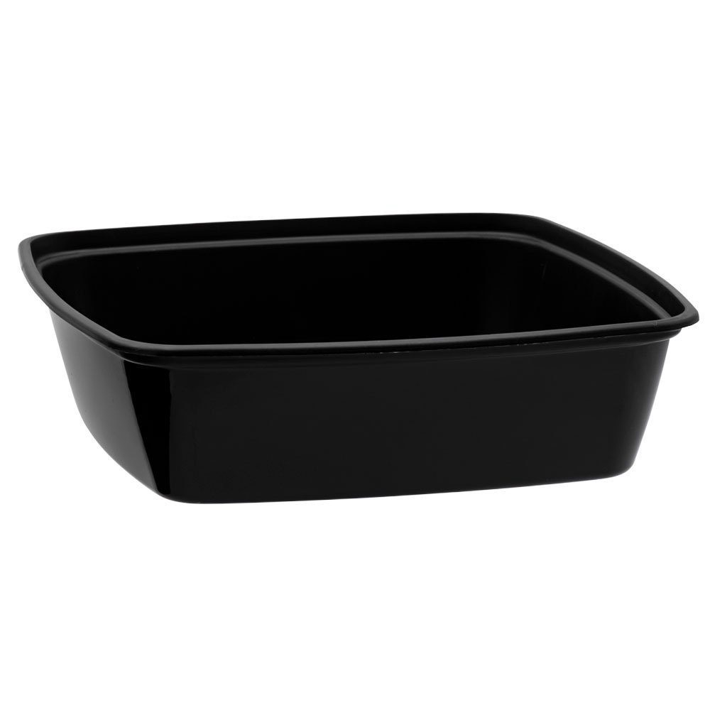 64 oz. Black Plastic Square Reusable Food Container, Pack of 50