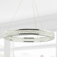 thumbnail image 2 of JONATHAN Y Benton 24.7" Round Integrated LED Crystal/Metal Pendant, Chrome/Clear, 2 of 7